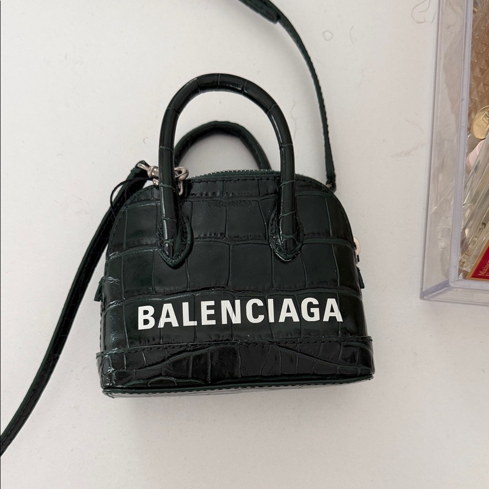 Balenciaga Forest Green Croc-Embossed Mini Bag